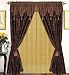 Coffee Brown Jacquard Floral Panel with Taffeta Backing Window Curtain / Drape Set with Valance-window Treatment Draperies