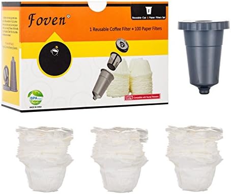 Foven for Keurig My K-cup Reusable Coffee Filter with Matching Paper Coffee Filters, 100-count