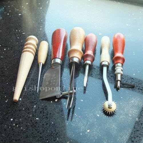 Leather Craft Hand Sewing Tools 7 stlye Punch Groover Skiving Knife Kit Awl Edge