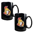Ottawa Senators NHL 2pc Black Ceramic Mug Set - Primary Logo by Great American Products
