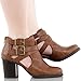 Room Of Fashion Ankle Bootie with Low Heel and Cut-Out Side Design Camel 9