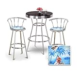 Chrome Bar Table & 2 Chrome 29" Elvis Presley Fabric Seat Barstools