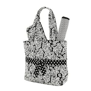 Quilted Paisley Black and White Diaper Tote and Changing Pad