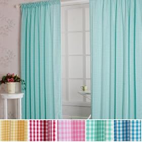 Gingham Check Window Curtain 54x84 Pair - GREEN by Best Home Fashion