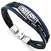 KONOV Mens Womens Leather Rope Bracelet, Tribal Braided Cuff Bangle, Black Blue Silver