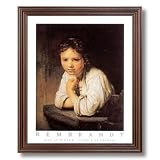 Rembrandt Victorian Girl Desk Portrait Home Decor Wall Picture Cherry Framed Art Print