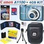 Canon Powershot A1100IS 12.1MP Digital Camera (Blue) + 4GB Accessory Kit