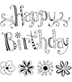 Inkadinkado Clear Mini Stamps, Happy Birthday