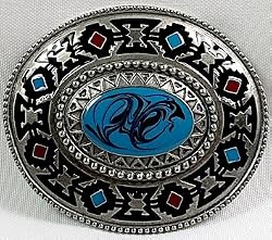 Southwestern Turquoise Coral Enamel Buckle