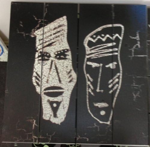 African Mask Wood Wall Art, 5 Stars Gift 19.69 X 19.69 Inch Startonight Outdoor