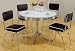 5pc White & Chrome Retro Round Table & Black Chairs Set