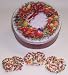 Gourmet Food : Scott's Cakes 1 lb. White Chocolate Covered Pretzel with Chocolate Chips & Jimmies in a Wreath Tin