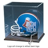 Indianapolis Colts NFL Mini Helmet Display Case Wood Finished Base - CAS-IND-NFL-106-EL