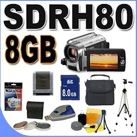 Panasonic SDR-H80 SD & HDD Camcorder w/70x Optical Zoom (Silver) BigVALUEInc Accessory Saver 8GB Filter/Lens Bundle