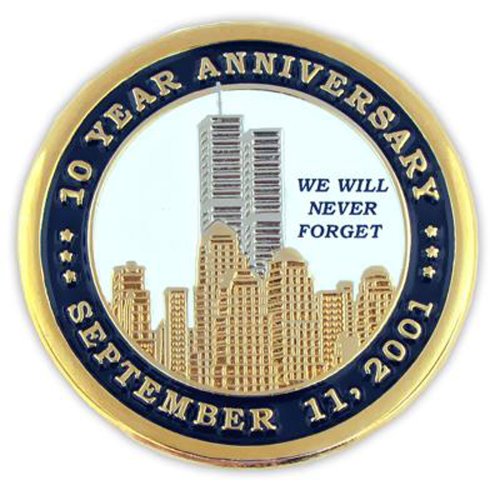 911 9-11-01 Twin Towers 10th Year Anniversary Remembrance Lapel Pin