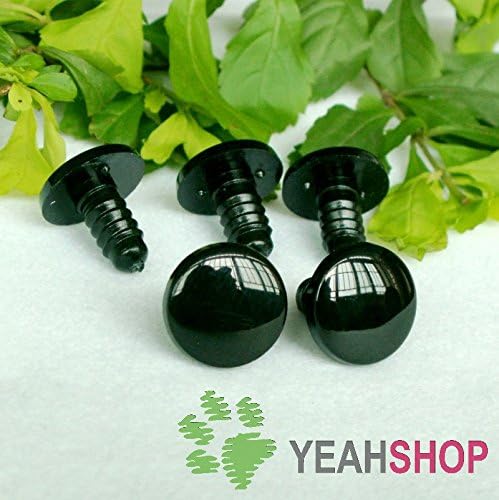 25mm Black Round Flat Eyes/Safety Eyes/Plastic Eyes - 10 Pairs
