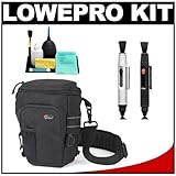 IMAGE OF Lowepro Toploader Pro 70 AW (Black) Digital SLR Camera Holster Case + Accessory Kit for Canon Rebel T3, T3i, T1i, T2i, EOS 60D, 5D, 7D, Nikon D3000, D3100, D5000, D5100, D7000, D300s, Olympus Evolt E-5, E-30, E-620 & Sony Alpha A560, A580, A33, A35, A55