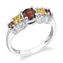 Sterling Silver 1.00 cts Round Cut Garnet Citrine Ring Size 6
