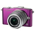 Olympus Pen E-PM1 Systemkamera (12 Megapixel, 7,6 cm (3 Zoll) Display, bildstabilisiert) lila mit 14-42mm Objektiv silber