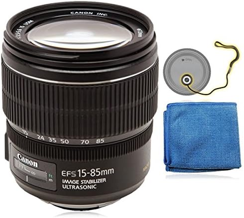 Canon EF-S 15-85 mm f/3.5-5.6 IS USM Lens (White Box) Kit for Canon EOS 7D, 60D, EOS Rebel SL1, T1i, T2i, T3, T3i, T4i, T5i, XS, XSi, XT, XTi Digital SLR Cameras + Lens Cap Keeper & AUD Microfiber Cleaning Cloth