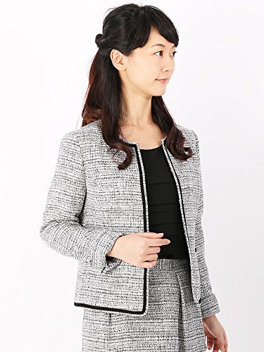 (ザ・スーツカンパニー) Littlechic/スラブツイード ノーカラージャケット グレー系