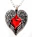Silver Plated Angel Red Heart Guardian Angel Wing Crystal Cubic Zirconia Pendant Necklace