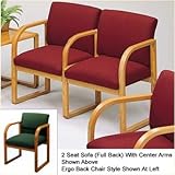 IMAGE OF Contour Series 2 Seat Sofa with Center Arm (ergo back) Finish: Cherry, Material: Jamestown Antique Blue Vinyl