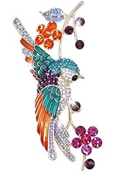 EVER FAITH&reg; Vogue Flower Parrot Purple W/ Austrian Crystal Enamel Brooch Pin
