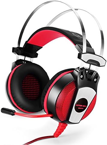 Digeek GS500 3.5mm Jack Microphone Stereo Game LED Lighting Gaming Earphone Headband Gaming Headset Headphone for PlayStation4 PS4 Xbox One PC Tablet Laptop Mac iPhone Smartphone (Black and red)