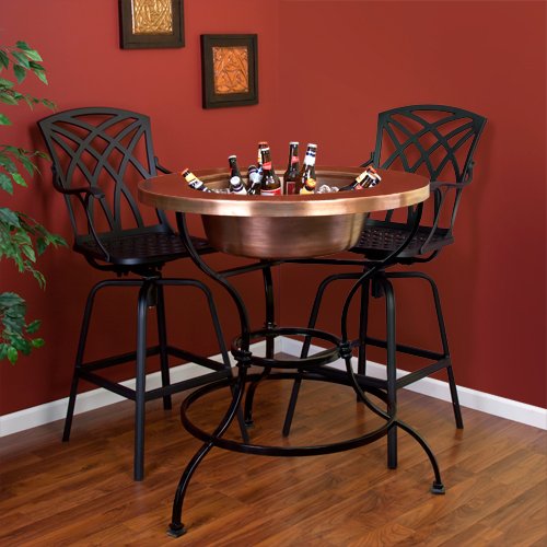 Copper Bar Table with Removable Beverage Tub Lid Antique Copper Ann F