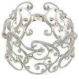 Sterling Silver Lattice Cuff Cubic Zirconia Bracelet by Charles Winston