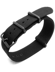 Nato 18mm Ultrasonic Weld Heavy Nylon - Black Strap