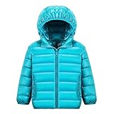 【YW】ダウンジャケット ファスナー帯帽ダウンジャケット無地のダウンジャケット (130cm, ライトブルー)