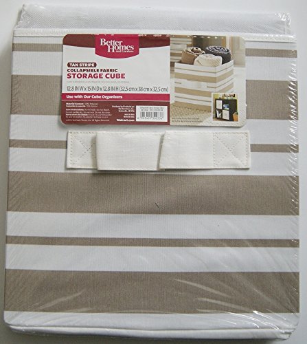 Better Homes and Gardens Collapsible Fabric Storage Cube - Tan Stripe