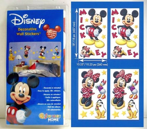 TWO Disney Mickey Minnie Poster Wall Sticker