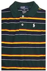 Boy's Ralph Lauren Polo Shirt Size 2/2T Green; Striped with White Pony