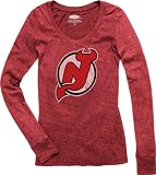 New Jersey Devils Women's Red Majestic Threads Tri-Blend Long Sleeve T-Shirt