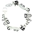 Black and White Music Theme Charm Magnetic Clasp Bracelet