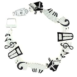 Black and White Music Theme Charm Magnetic Clasp Bracelet