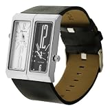 Geneva Platinum Dual Face Genuine Leather Watch by Geneva