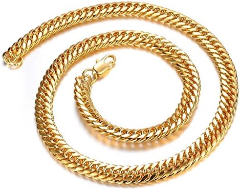 Fashion FreeZone 8mm Chunky 18K Gold Filled Curb Cuban Chains Necklace Thick Heavy Link Chain Men Necklace Customized Jewelry Gift