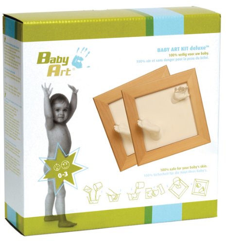 Baby Art 34120002 - Kit deluxe für Hand- und Fußabdruck 3D, natural (holzfarben)