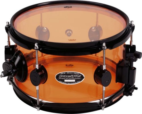 Pacific Drums by DW Acrylic Snare With Black Hardware, Amber 6X10