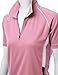 Coolon 2 Tone Collar Short Sleeve Zipper Polo Tee Pink M