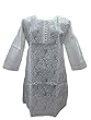 Womans Indian Kurta White Tunic Indian Paisley Embroidered Cotton Kurti M