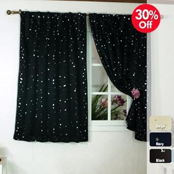 Star Print Thermal Blackout Window Curtain 63