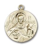 Gold Filled St. Bernard of Clairvaux Pendant with Stainless Gold Heavy Curb Chain 24 inch