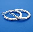 Stainless Steel Hoop Earrings - 35 MM - With Crystals Stainless Steel Hoop Earrings - 35 MM - With Crystals