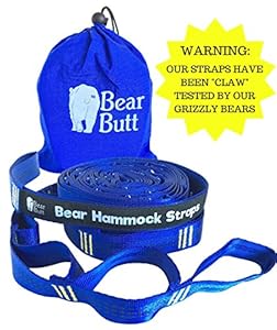 #1 BEST Hammock Tree Straps Set By Bear Butt *START UP COMPANY* Portable Suspension Kit With Adjustable Loops That Is Superior & Surpassing The Eno Atlas, Grand Trunk, Python & HangTight Camping Strap