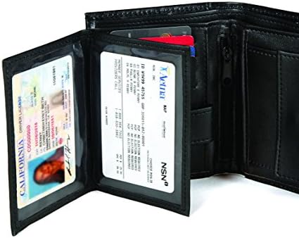 20 Pocket RFID Security Wallet in Black Leather